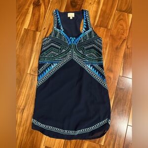 Greylin Navy Blue Beaded Racerback Dress